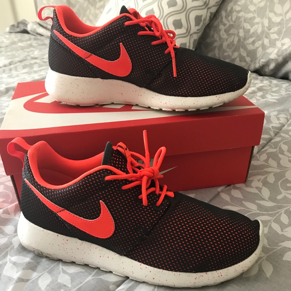 Black and Orange Nike Roshes